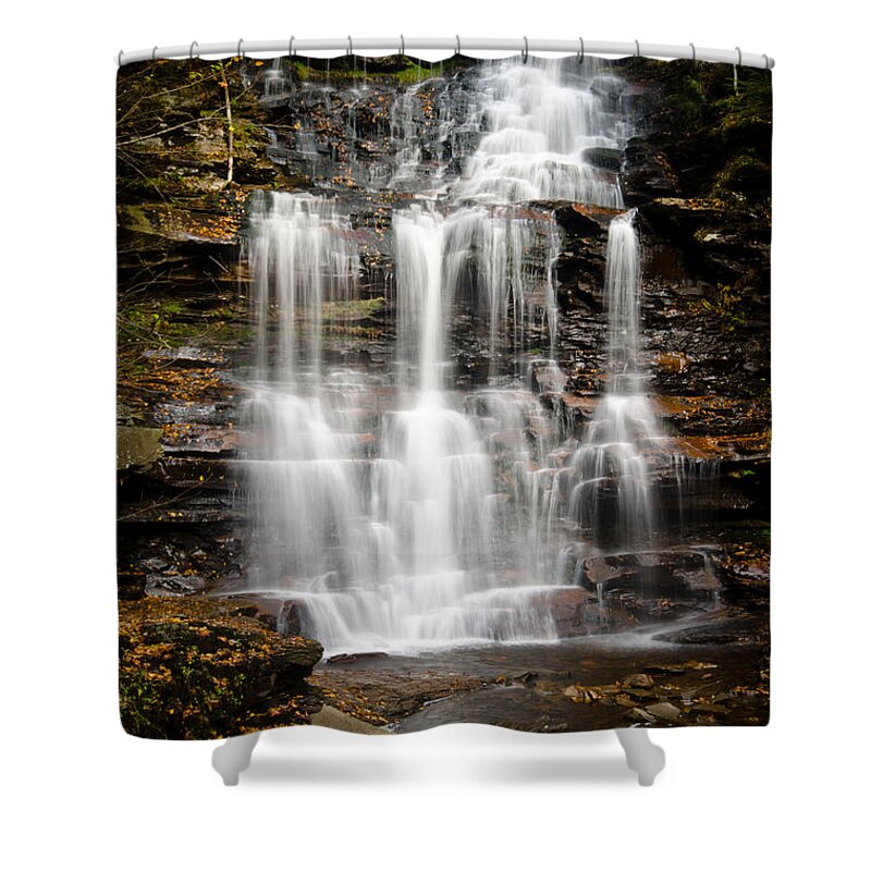 Cascade Waterfalls Shower Curtain featuring the photograph Waterfall at Ricketts Glen by Crystal Wightman