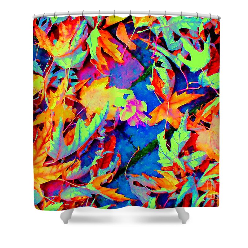Leaves Shower Curtain featuring the photograph Autumn Fiesta by Ann Johndro-Collins
