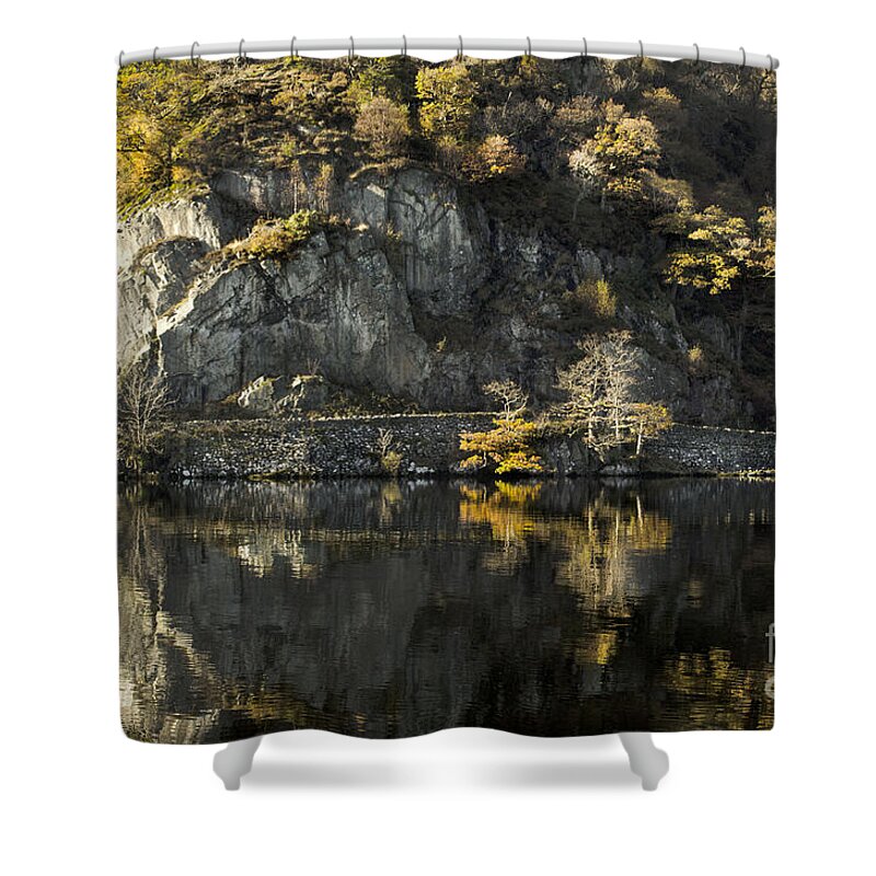 Autumn Shower Curtain featuring the photograph Autumn In The Lake by Linsey Williams