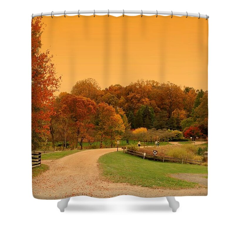 Autumn Shower Curtain featuring the photograph Autumn In The Park - Holmdel Park by Angie Tirado