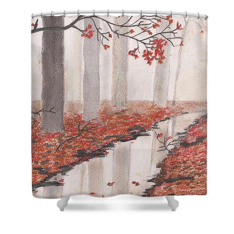 Autumn Leaves Shower Curtain featuring the pastel Autumn Leaves by David Jackson