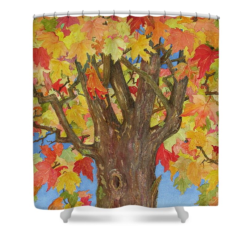 Leaves Shower Curtain featuring the painting Autumn Leaves first by Mary Ellen Mueller Legault