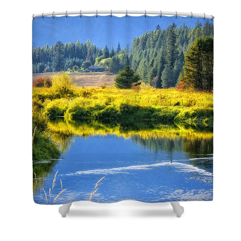 Autumn Shower Curtain featuring the photograph Autumn on the Bull 2 by Albert Seger