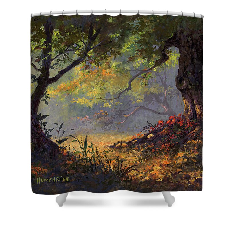 Landscape Shower Curtain featuring the painting Autumn Shade by Michael Humphries