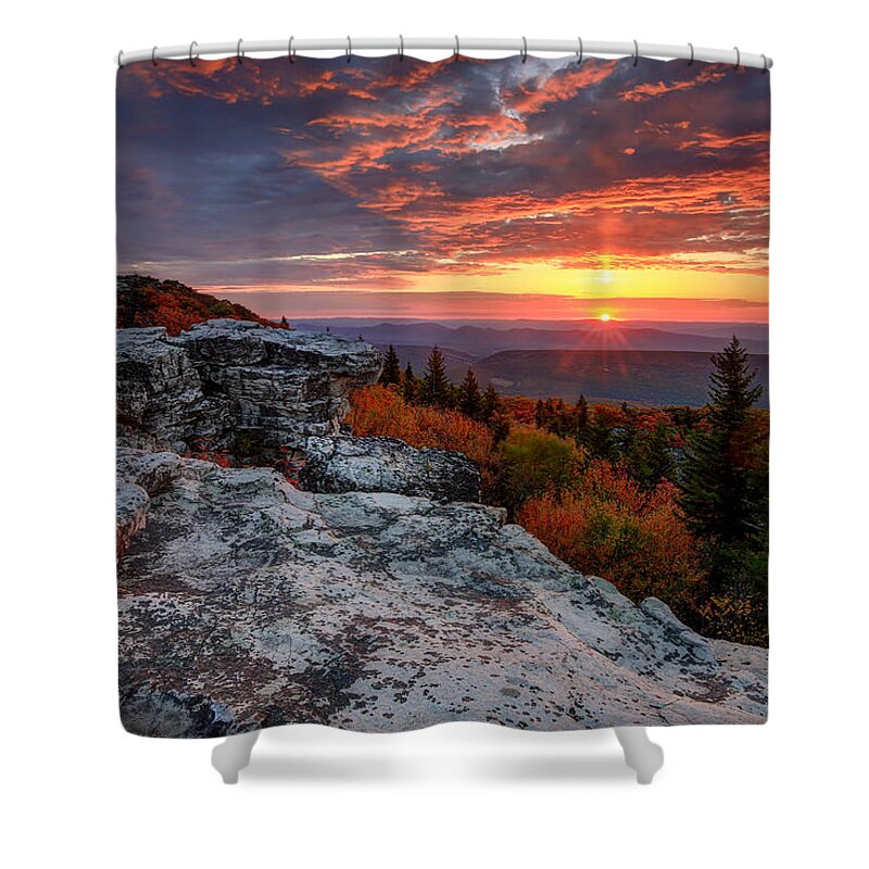 Bear Rocks Preserve Shower Curtain featuring the photograph Autumn Sunrise at Dolly Sods by Jaki Miller