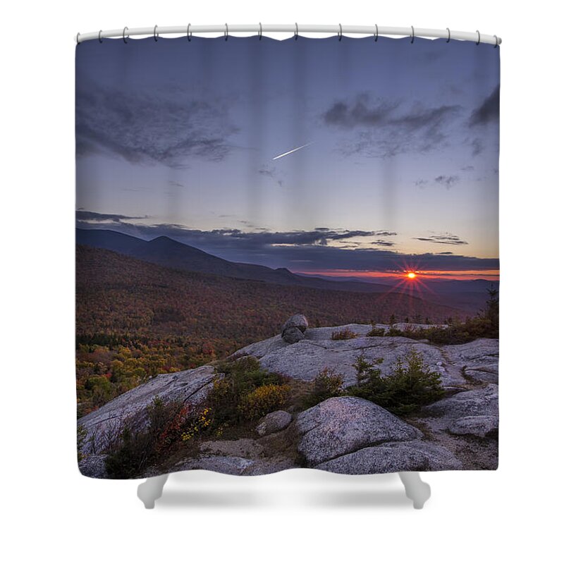 Newhampshire Shower Curtain featuring the photograph Autumn Sunset over Sugarloaf Mountain by White Mountain Images