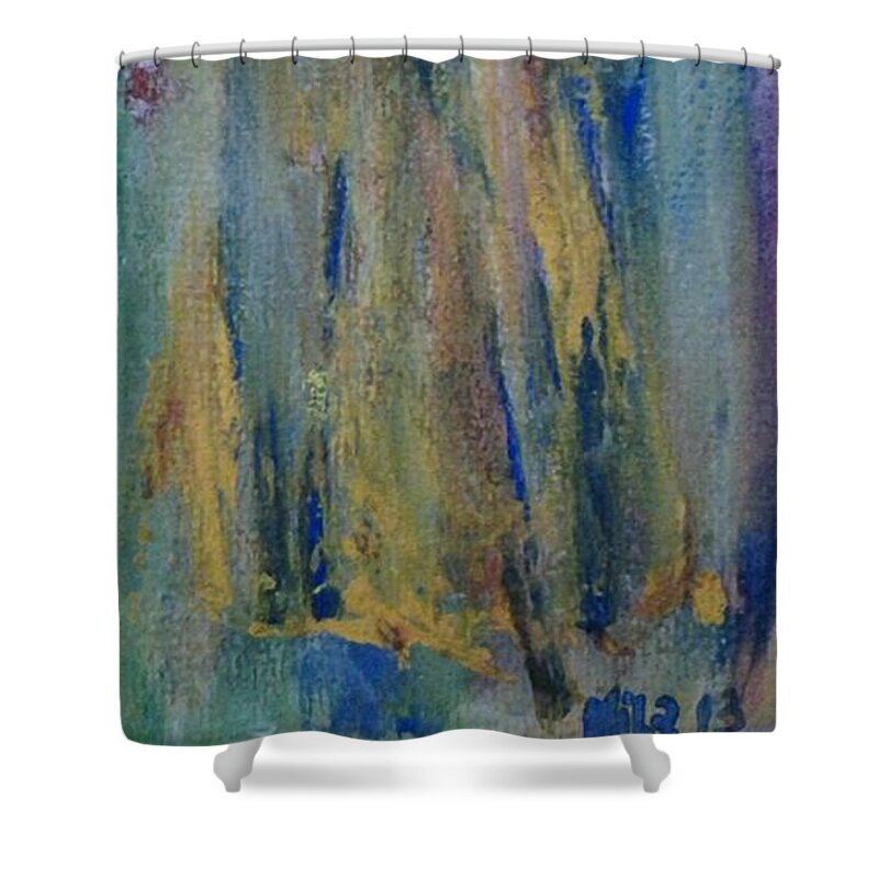 Autumnal Flowers Shower Curtain featuring the painting Autumnal Card 14-20 by Nila Poduschco