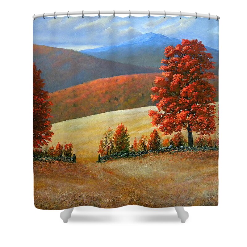 Landscape Shower Curtain featuring the painting Autumns Glory by Frank Wilson