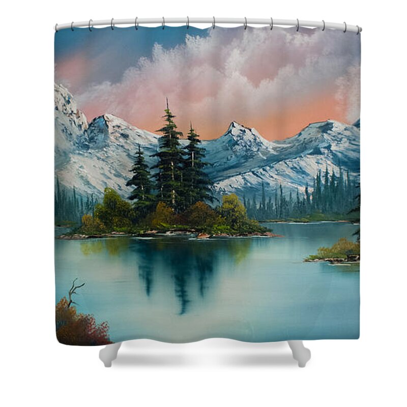 Landscape Shower Curtain featuring the painting Autumn's Glow by Chris Steele