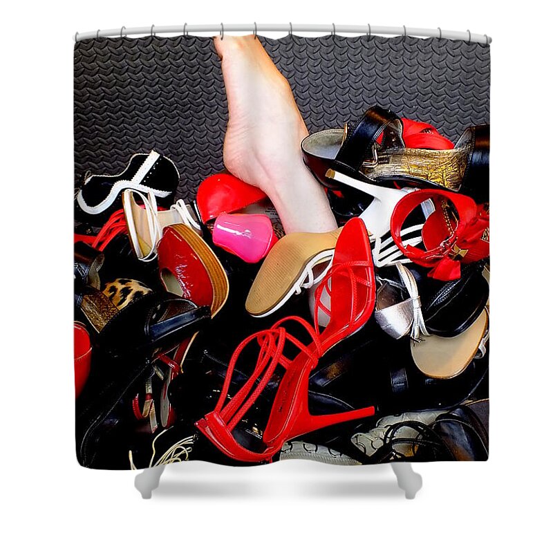Shoes Feet Heels Stiletto Toes Sexy Shower Curtain featuring the photograph Avalanche by Guy Pettingell