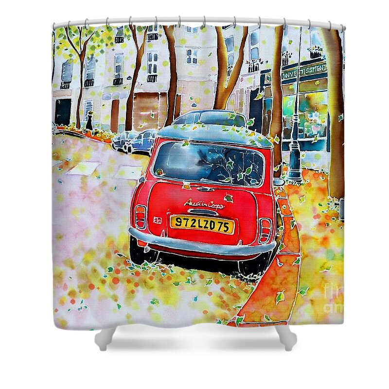 Paris Shower Curtain featuring the painting Avenue Junot in autumn by Hisayo OHTA