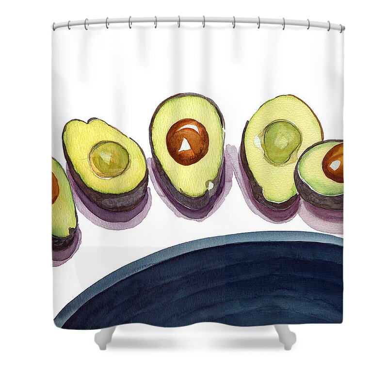 Avocados Shower Curtain featuring the painting Avocados by Katherine Miller
