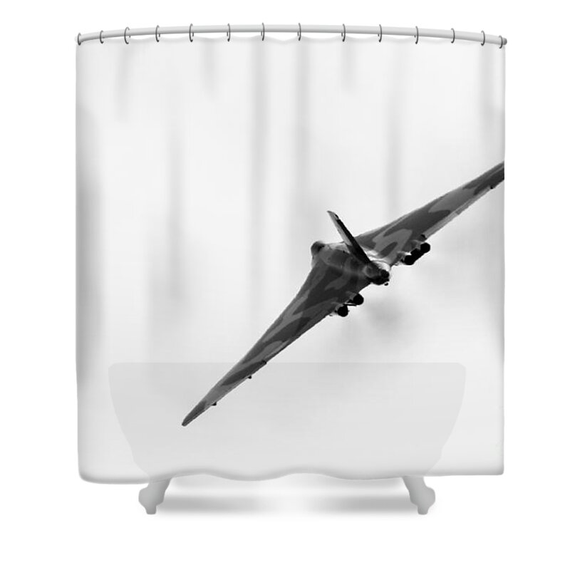 Vulcan Bomber Shower Curtain featuring the photograph Avro Vulcan XH558 by Airpower Art