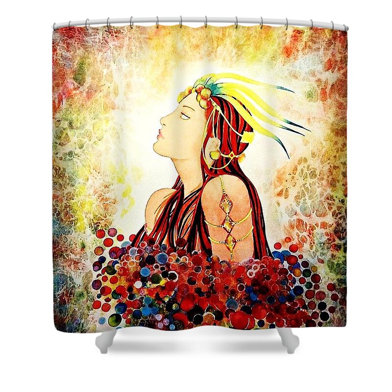 Exotic Shower Curtain featuring the painting Awakening by Frances Ku