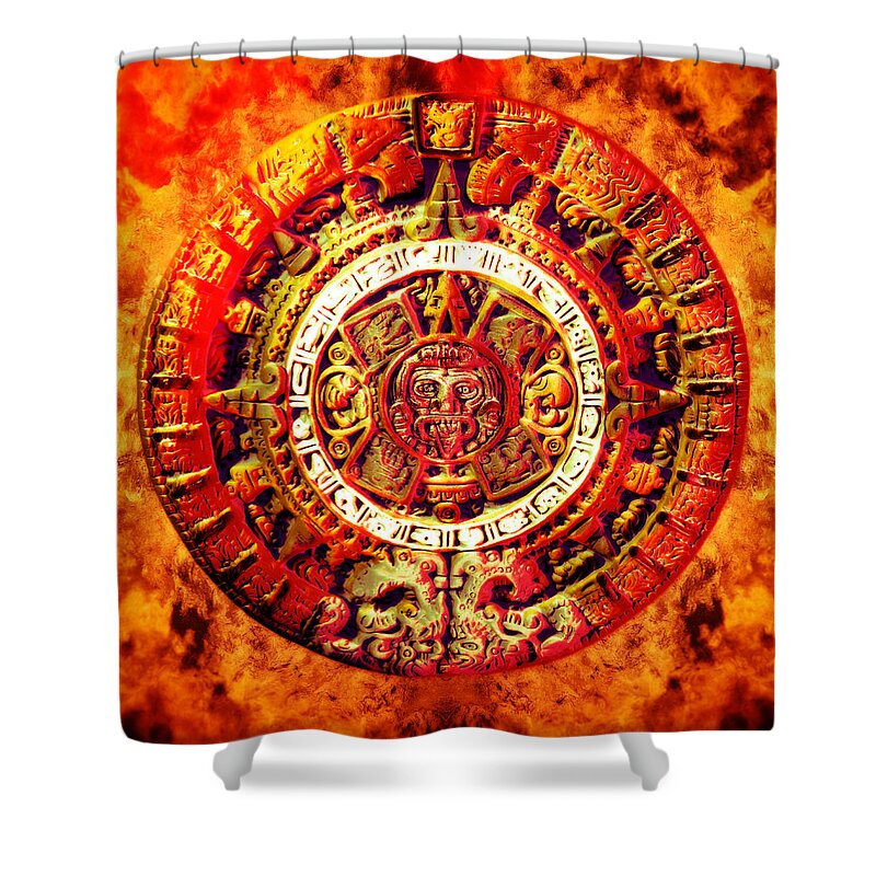 America Shower Curtain featuring the photograph Aztec Sun Stone by YoPedro