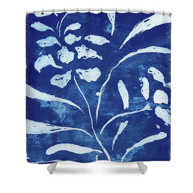 Azure Shower Curtain featuring the digital art Azure Flora I by Elizabeth Medley