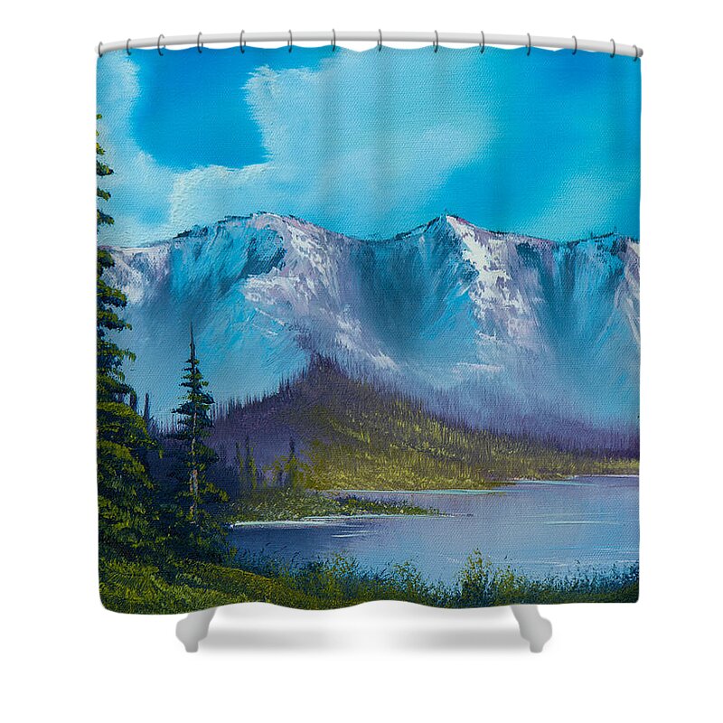 Landscape Shower Curtain featuring the painting Azure Ridge by Chris Steele