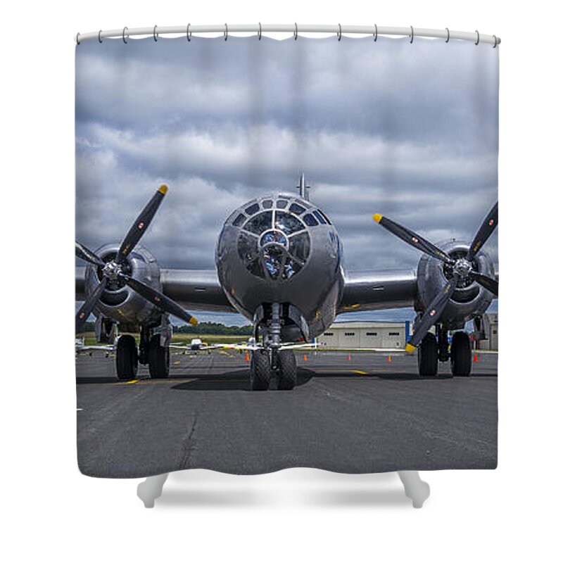 Plane Shower Curtain featuring the photograph B29 superfortress by Steven Ralser
