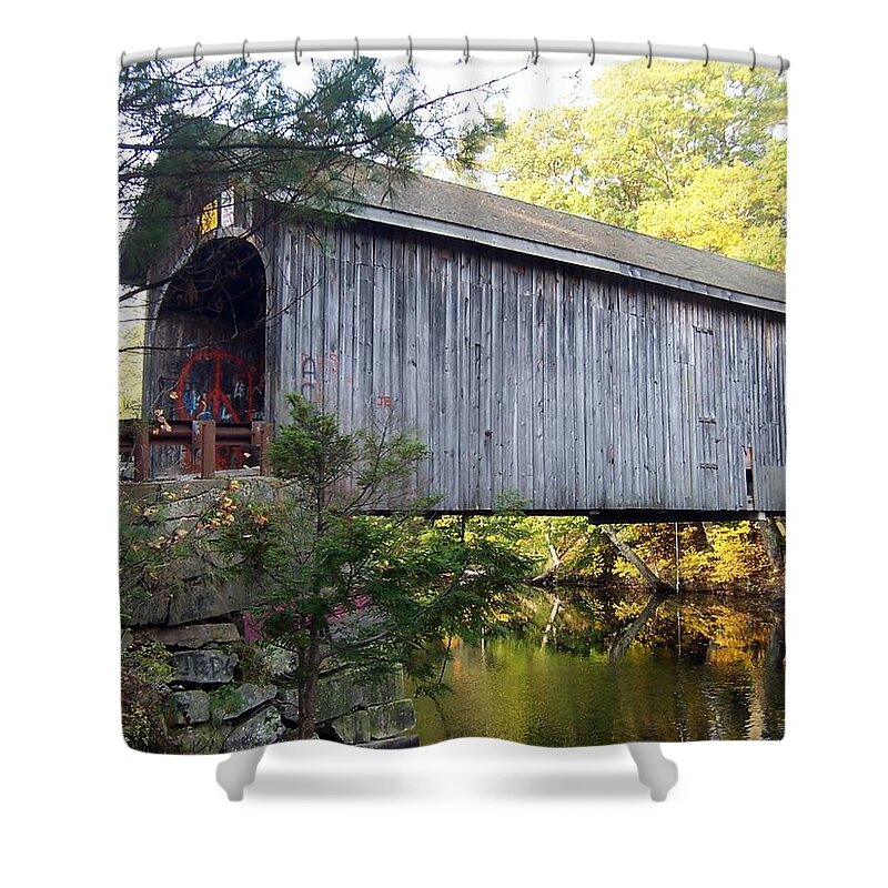 Covered Bridges Shower Curtain featuring the photograph Babbs Covered Bridge in Maine by Catherine Gagne