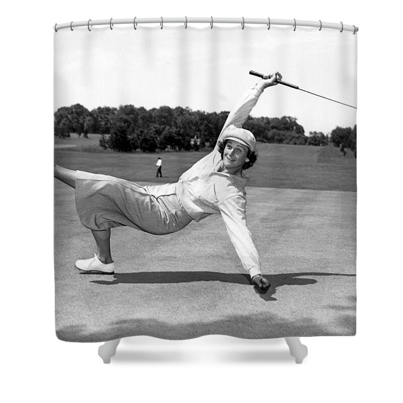 1 Person Only Shower Curtain featuring the photograph Babe Didrikson Zaharias by Underwood Archives