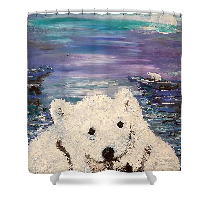 Artic Shower Curtain featuring the painting Baby Bear by Randolph Gatling