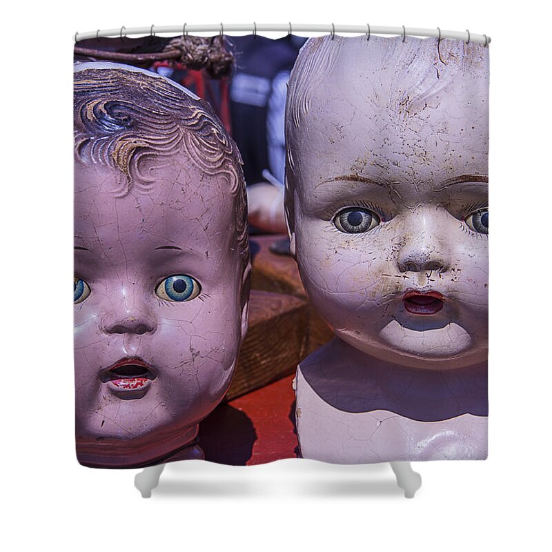 Baby Shower Curtain featuring the photograph Baby Doll Heads by Garry Gay
