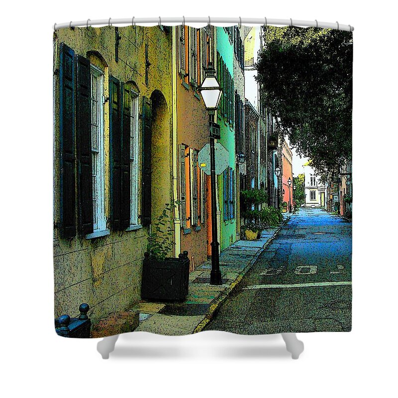 Digital Art Shower Curtain featuring the photograph Back Street in Charleston by Rodney Lee Williams