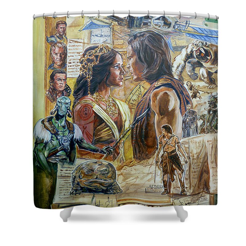 Edgar Rice Burroughs Shower Curtain featuring the painting Back To Mars by Bryan Bustard