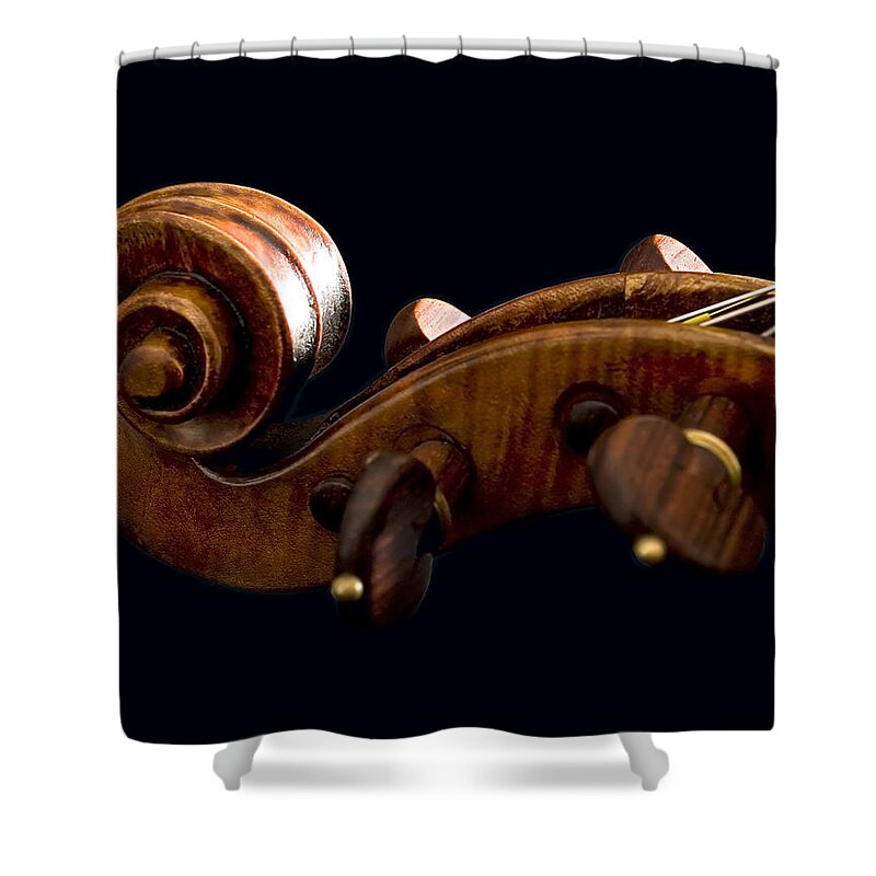 Strad Shower Curtain featuring the photograph Backlit Scroll by Endre Balogh