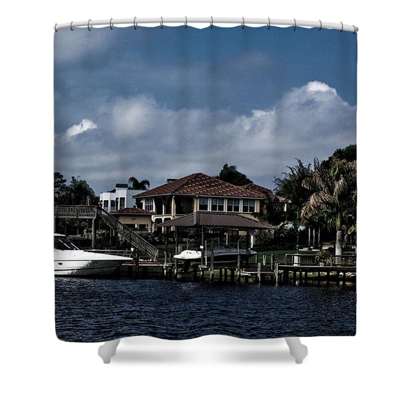 Waterfront Shower Curtain featuring the photograph Backyard View by Chauncy Holmes