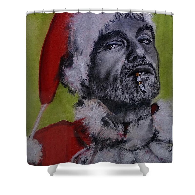 Billy Bob Thornton - Bad Santa Shower Curtain featuring the painting Bad Santa by Eric Dee