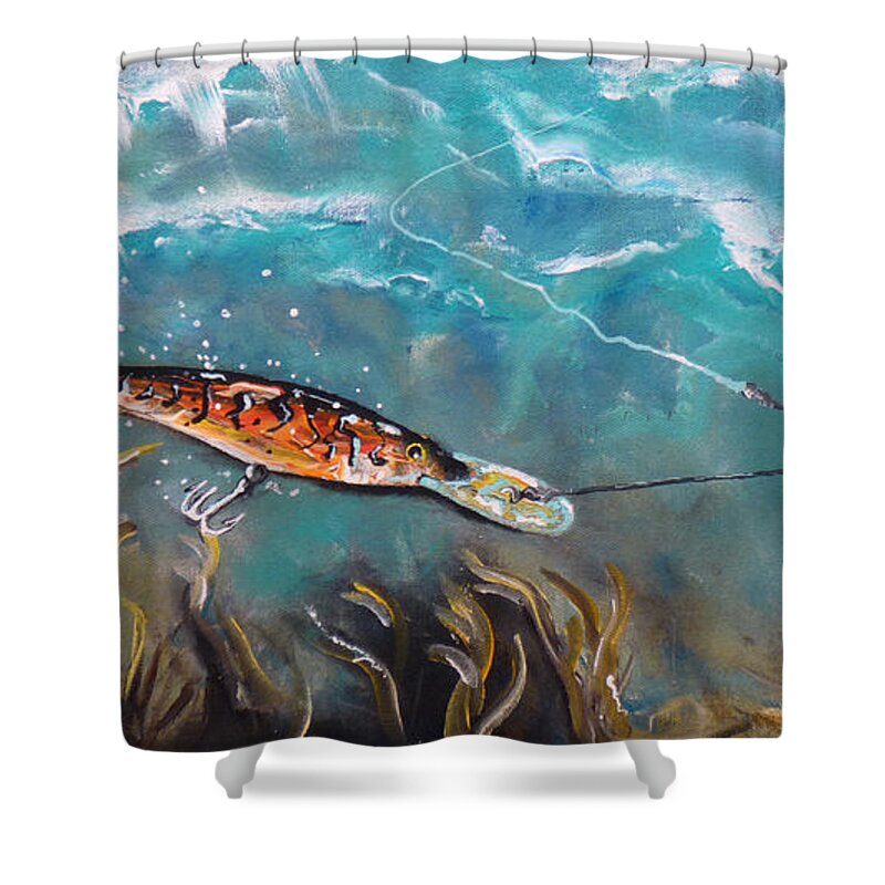 Fishing Shower Curtain featuring the painting Bagley's Deep Dive by Chad Berglund