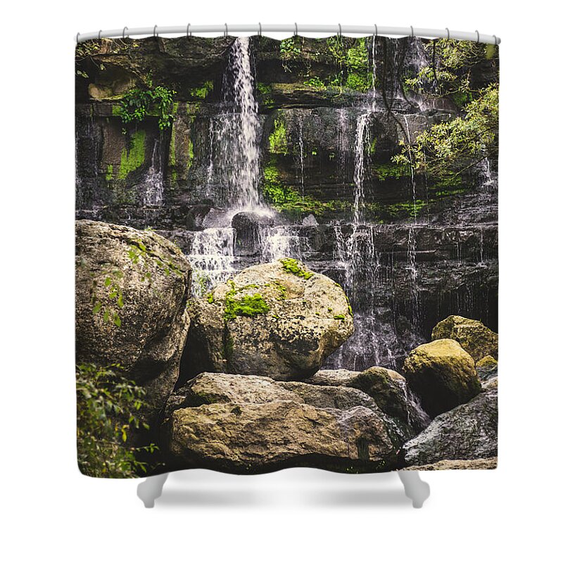 Paradise Shower Curtain featuring the photograph Bajouca Waterfall VIII by Marco Oliveira
