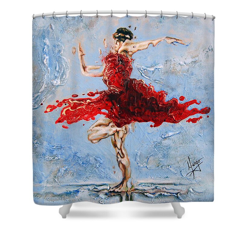 Ballet Shower Curtain featuring the painting Balance by Karina Llergo