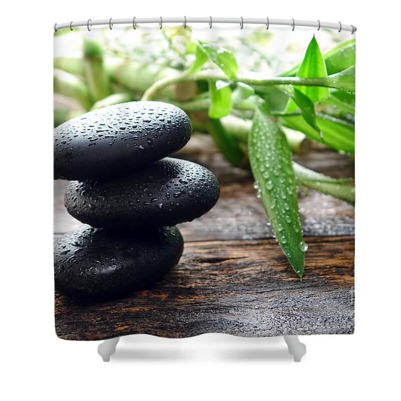 Spa Shower Curtain featuring the photograph Balance by Olivier Le Queinec