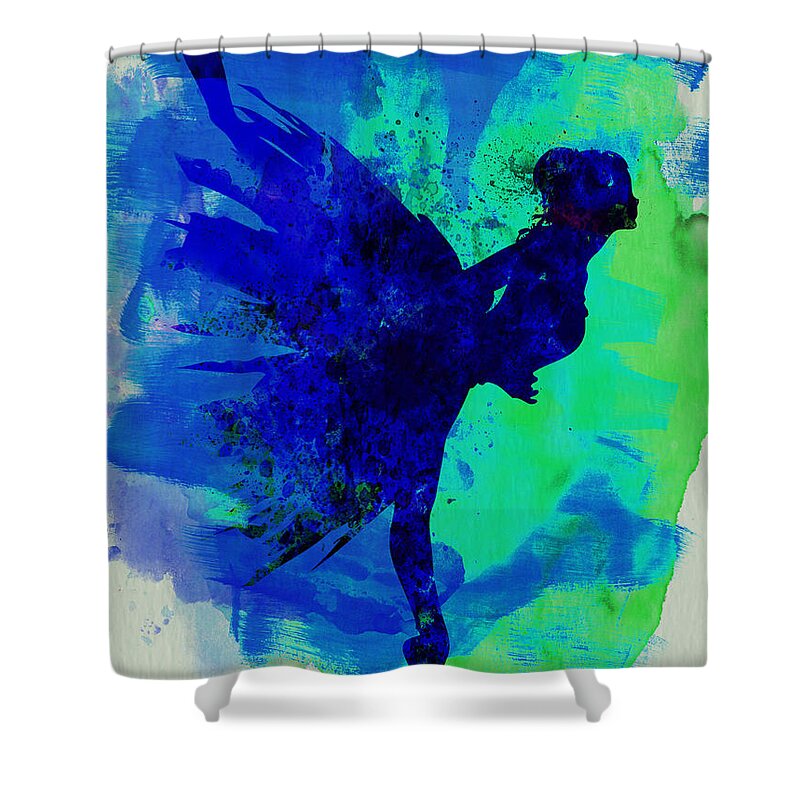 Ballet Shower Curtain featuring the painting Ballerina on Stage Watercolor 2 by Naxart Studio