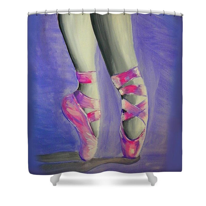 Ballerina Shower Curtain featuring the painting Ballerina Shoes by Marisela Mungia