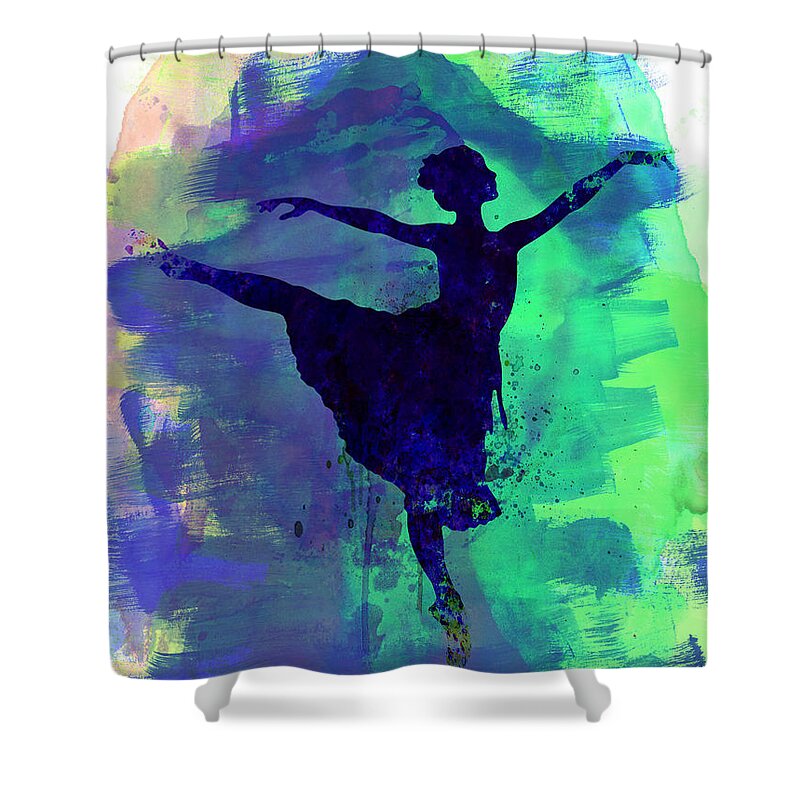 Ballet Shower Curtain featuring the painting Ballerina's Dance Watercolor 2 by Naxart Studio