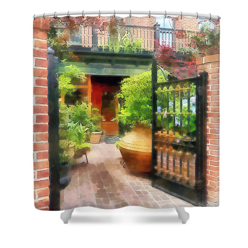 Fells Point Shower Curtain featuring the photograph Baltimore - Restaurant Courtyard Fells Point by Susan Savad