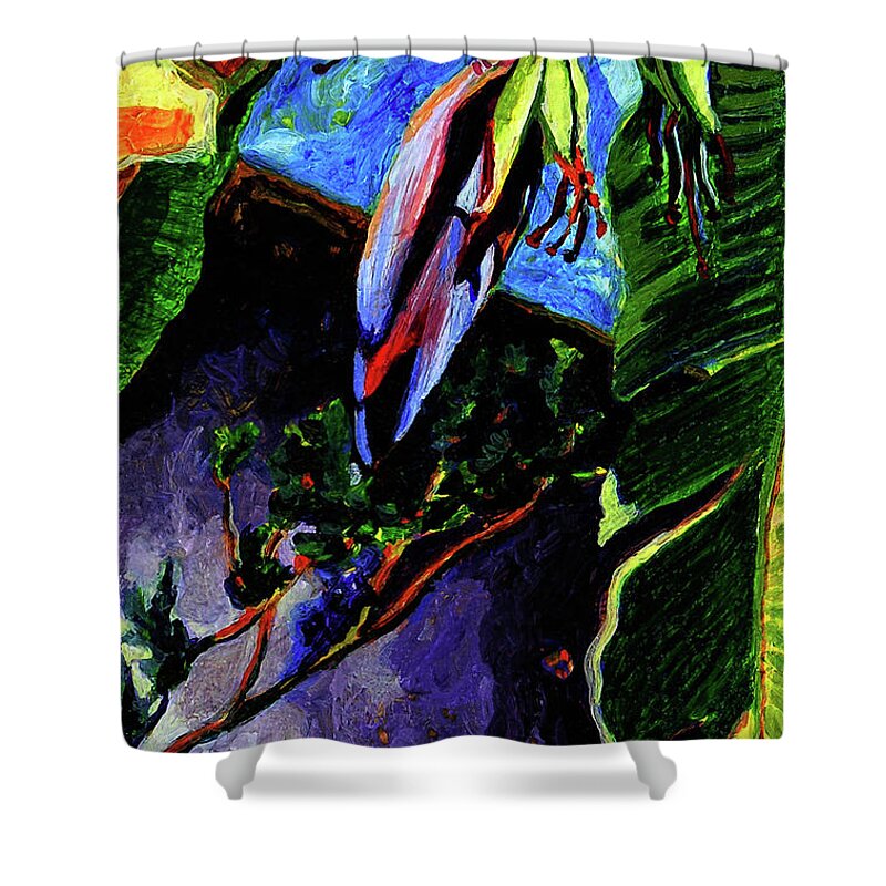 Original Art Shower Curtain featuring the painting Banana Blossom by Julianne Felton