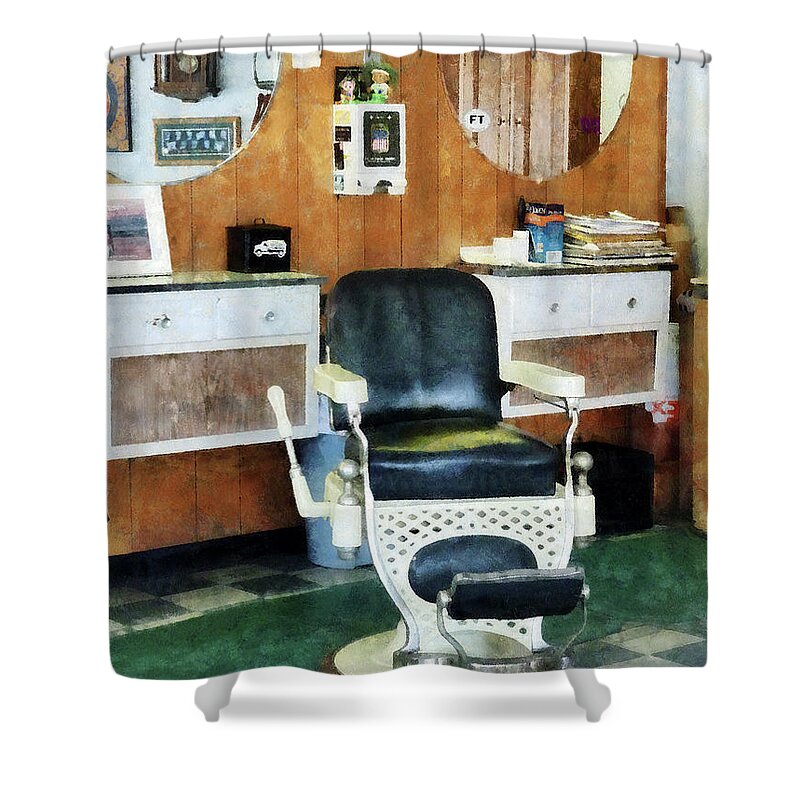 Barber Shower Curtain featuring the photograph Barber - Barber Shop One Chair by Susan Savad