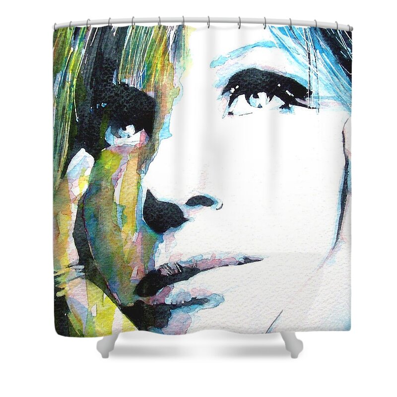 The Wonderful Barbara Streisand Caught In Waterrcolor Shower Curtain featuring the painting Barbra Streisand by Paul Lovering