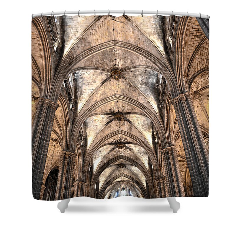 Barcelona Shower Curtain featuring the photograph Barcelona Cathedral vaults by RicardMN Photography