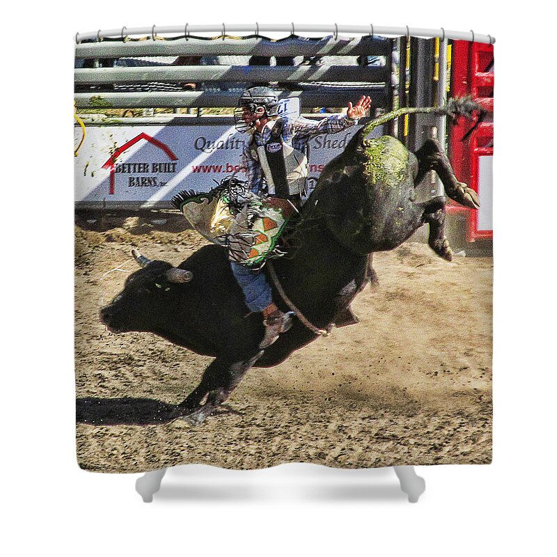 Ron Roberts Photography Shower Curtain featuring the photograph Bareback Bull riding by Ron Roberts