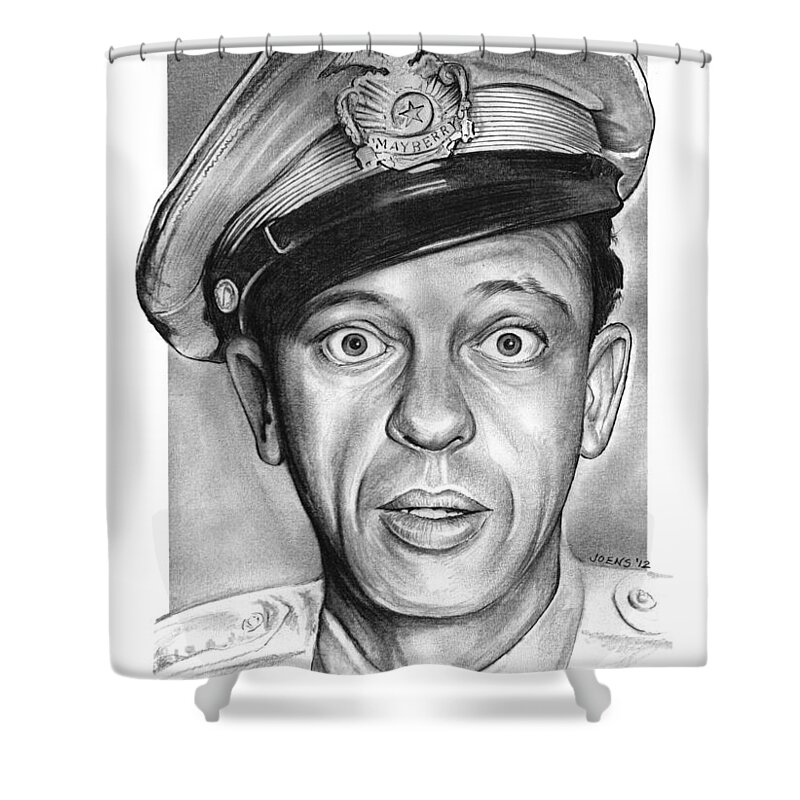 Barney Fife Shower Curtain featuring the drawing Barney Fife by Greg Joens