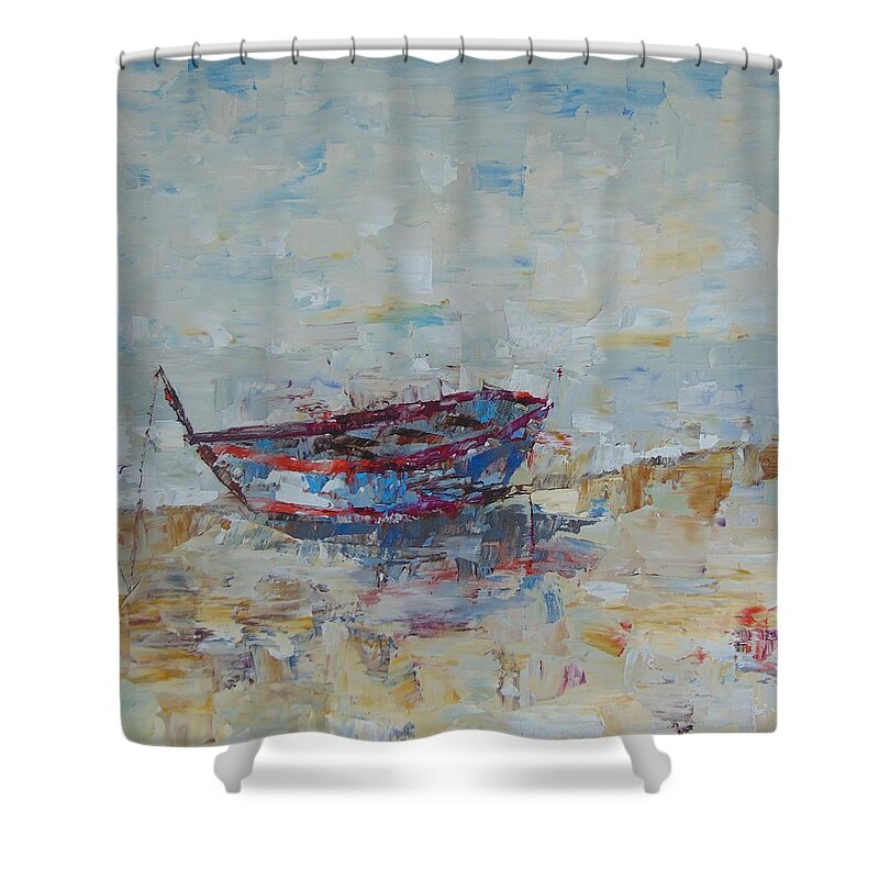 Frederic Payet Shower Curtain featuring the painting Barque de Provence by Frederic Payet