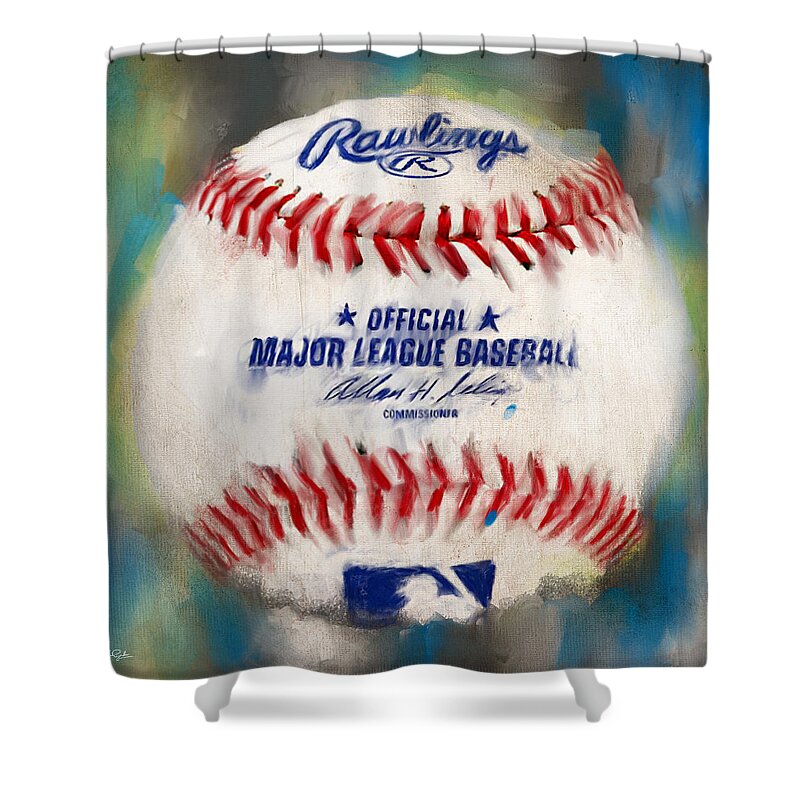 Baseball Shower Curtain featuring the digital art Baseball IV by Lourry Legarde
