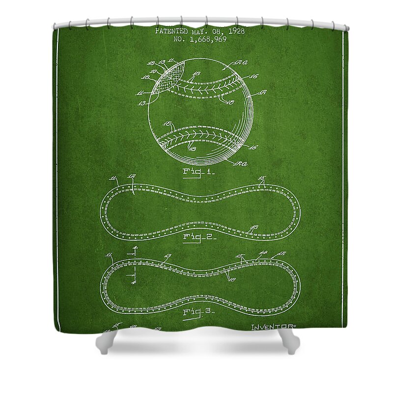 Baseball Patent Shower Curtain featuring the digital art Baseball Patent Drawing From 1928 by Aged Pixel