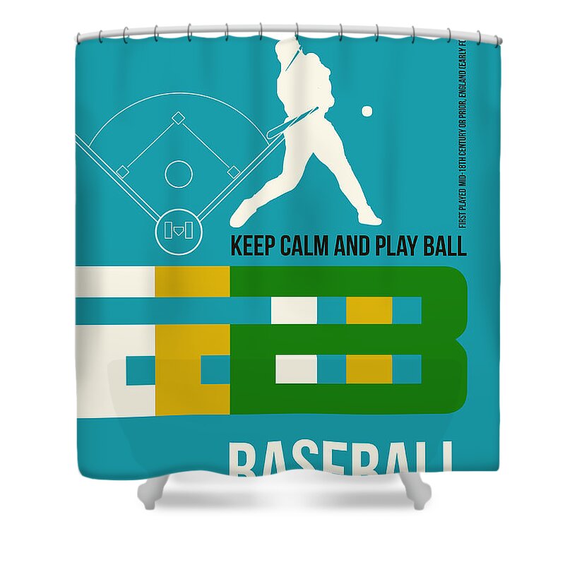 Motivational Shower Curtain featuring the digital art Baseball Poster by Naxart Studio