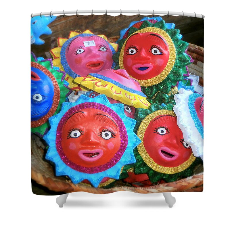 Mexican Pottery Shower Curtain featuring the photograph Basket Full of Sunshine by Karyn Robinson